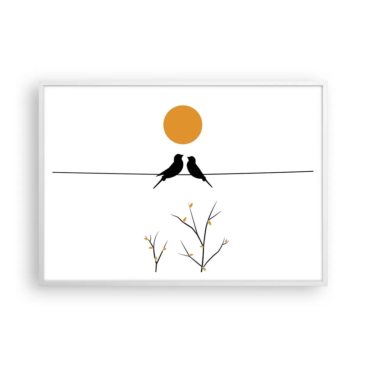 Affiche dans un cadre blanc - Poster - Soirée pour rossignols - 100x70 cm