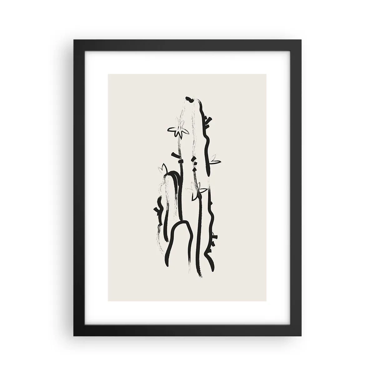 Affiche dans un cadre noir - Poster - Herbe à fleurs - 30x40 cm