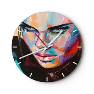 Horloge murale - Pendule murale - Portrait abstrait d'une femme - 30x30cm - Le coeur sauvageon - Décoration murale moderne pour le salon, la cuisine et la chambre ARTTOR