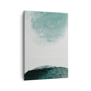 Impression sur toile - Image sur toile - Une délicate composition abstraite dans des tons de vert avec des formes subtiles sur un fond clair. - 50x70cm - Rencontre avec le brouillard - Décoration murale moderne pour le salon et la chambre ARTTOR