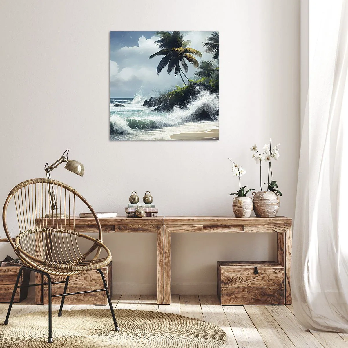 Impression sur toile - Image sur toile - Sur une côte tropicale - 60x60 cm