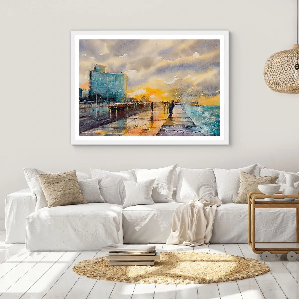 Affiche dans un cadre blanc - Poster - La vie sur le rivage - 40x30 cm