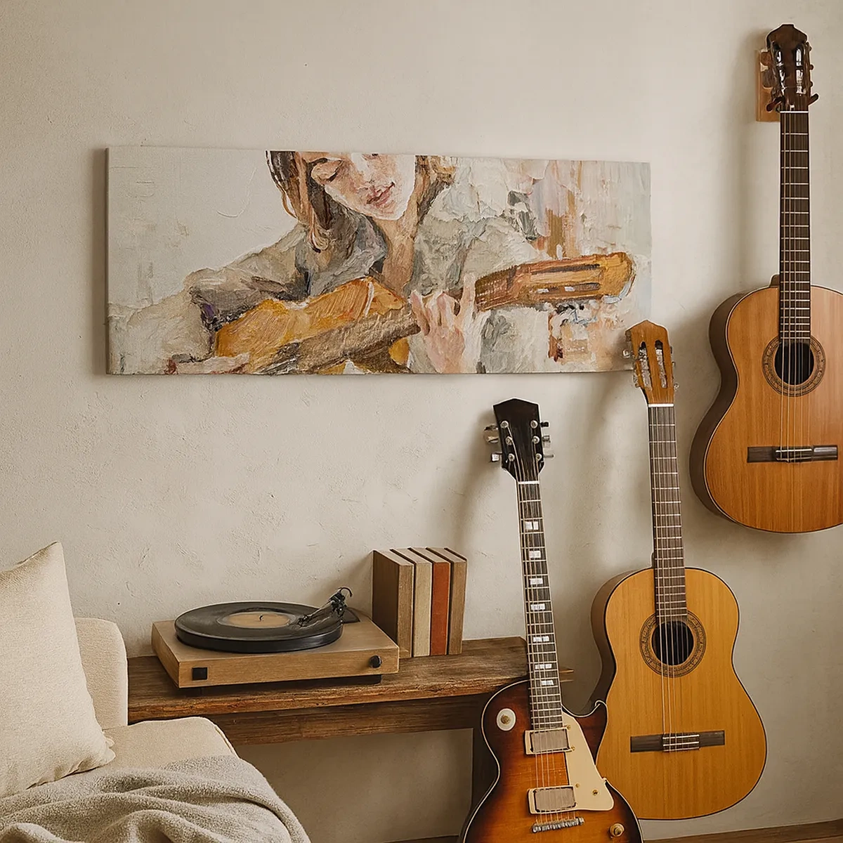 Impression sur toile - Image sur toile - Concerto pour guitare et coeur de fille - 30x30 cm
