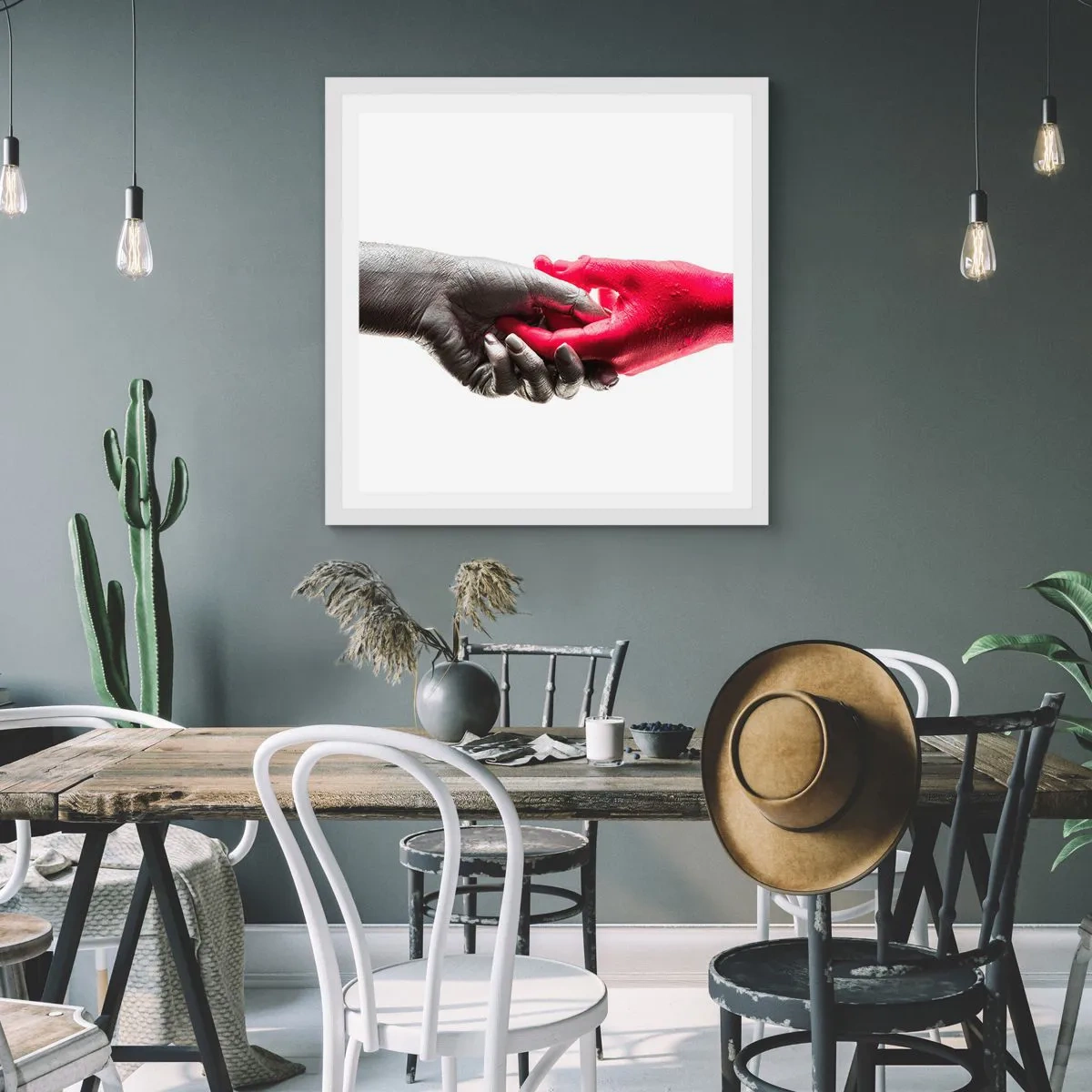 Affiche dans un cadre blanc - Poster - Ensemble, bien que différents - 40x40 cm