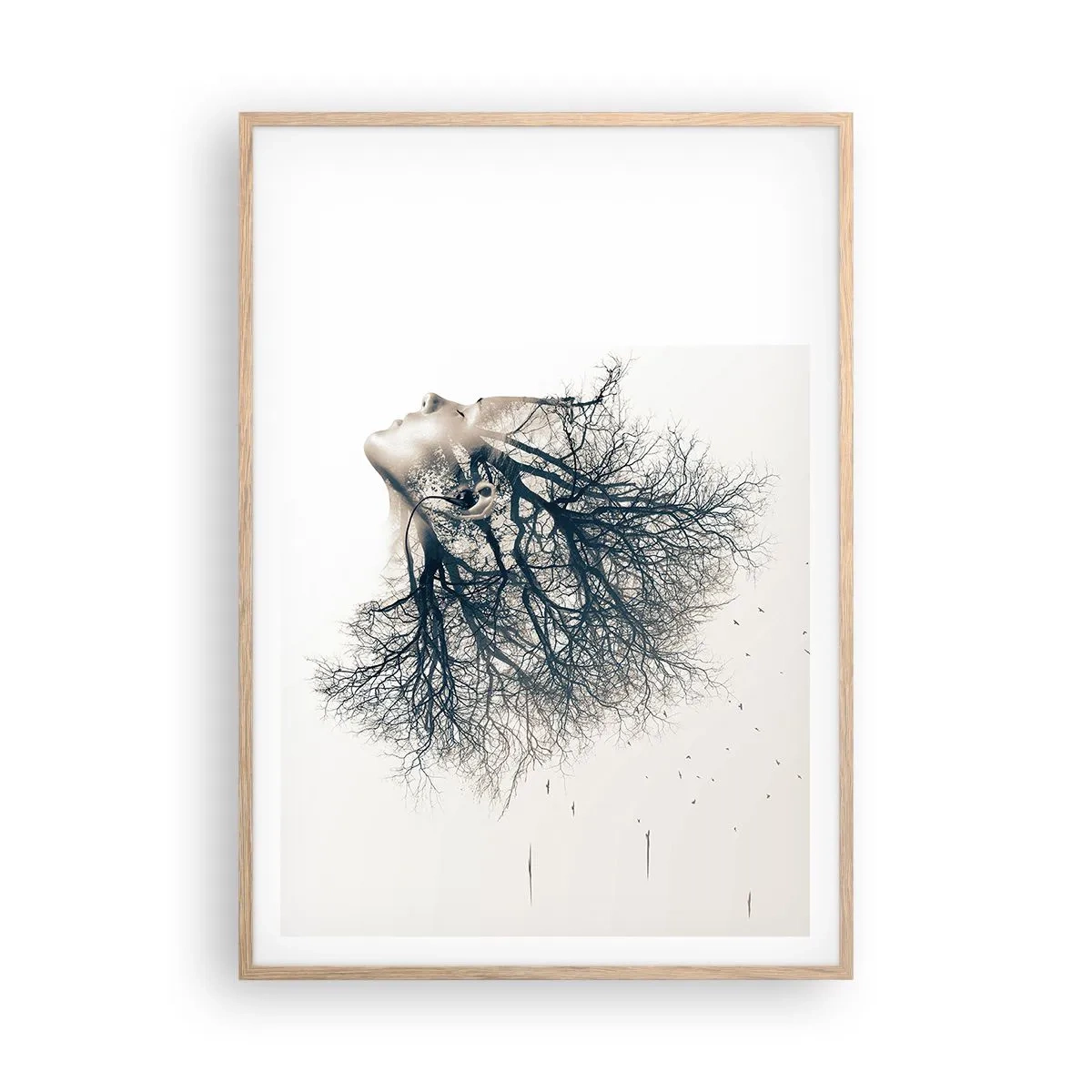 Affiche dans un chêne clair - Poster - Écouter le murmure des arbres - 70x100 cm
