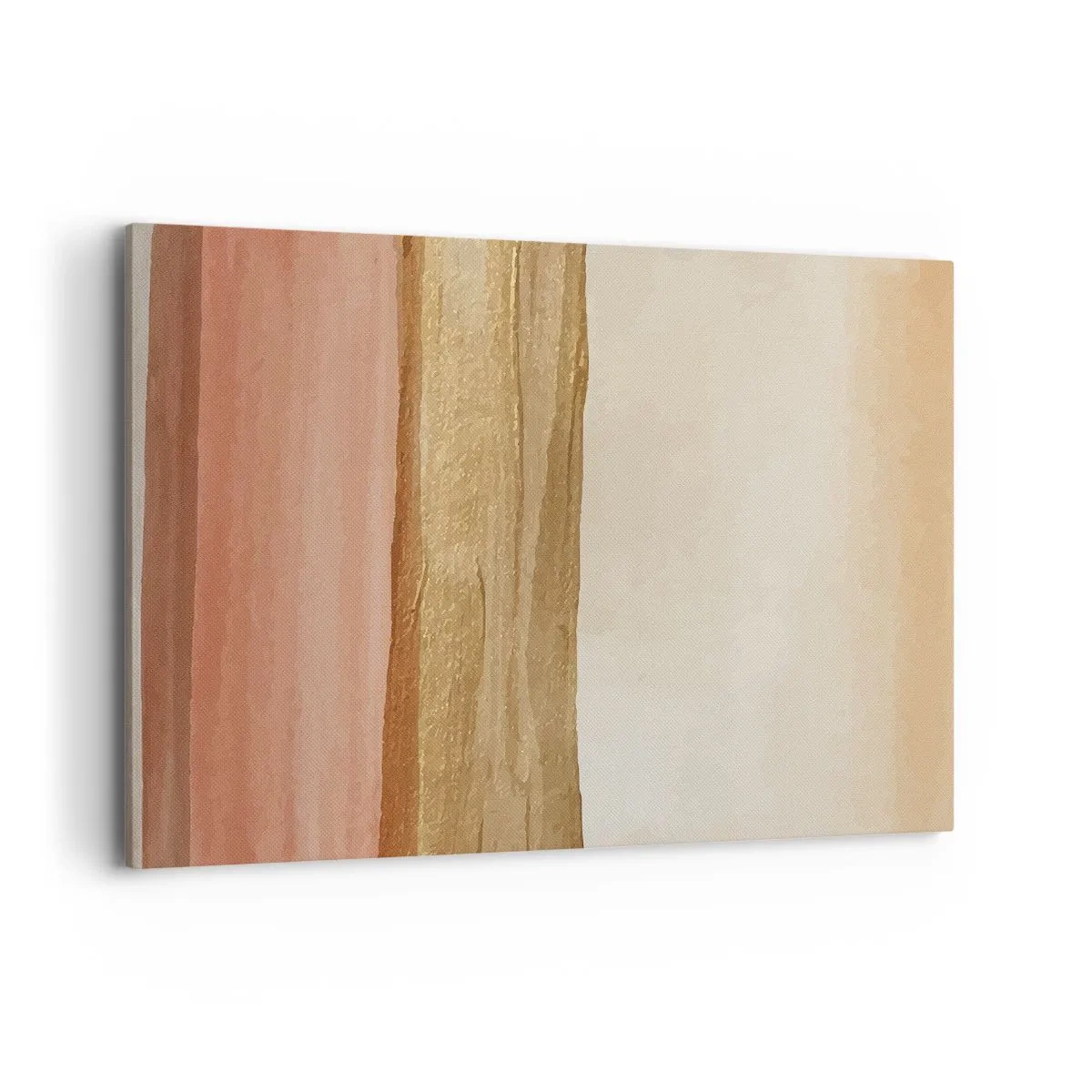 Impression sur toile - Image sur toile - Rayures abstraites dans les tons beige, or et rose sur toile - 100x70cm - Composition verticale - Décoration murale moderne pour le salon et la chambre ARTTOR