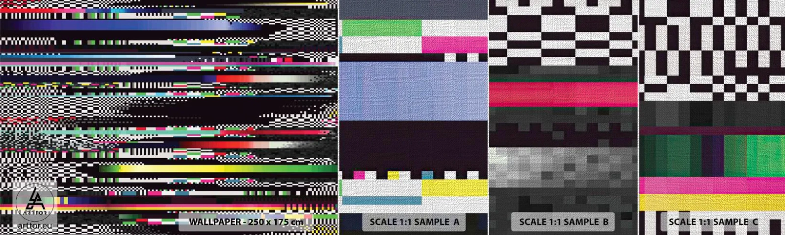 Échantillon de Papier Peint Premium Canvas - L'image de contrôle de la réalité - Abstraction, Morceau, Bruit numérique - 100x30 cm