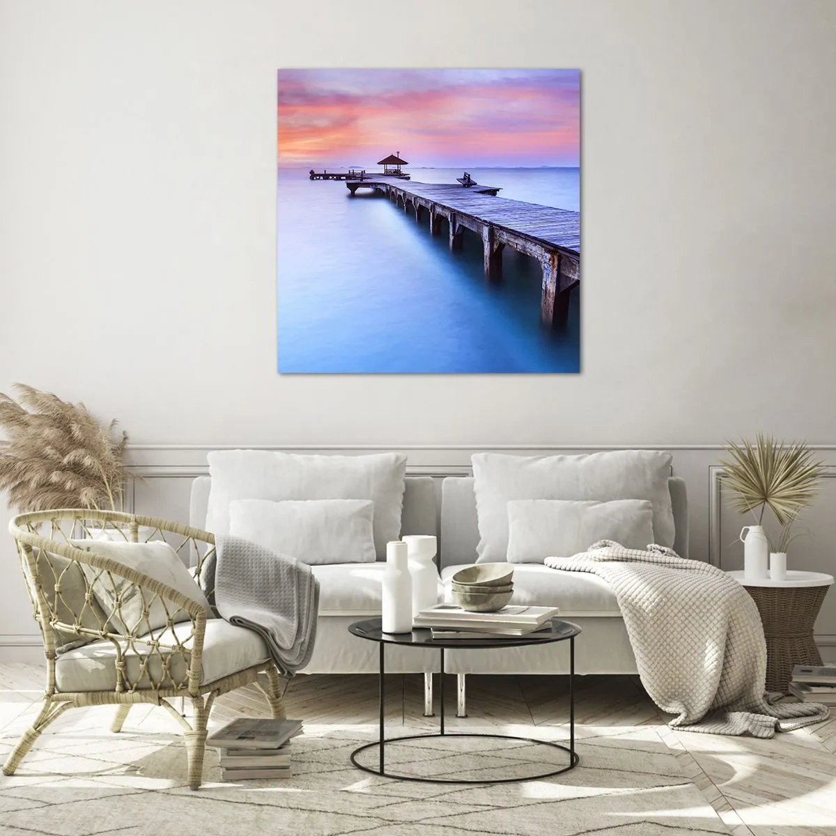 Impression sur verre - Image sur verre - Une mer de calme jusqu'à l'horizon - 40x40 cm