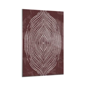 Impression sur verre - Image sur verre - Ondes symétriques en lignes blanches sur fond marron - 80x120cm - L'espace parle - Décoration murale moderne pour le salon et la chambre ARTTOR