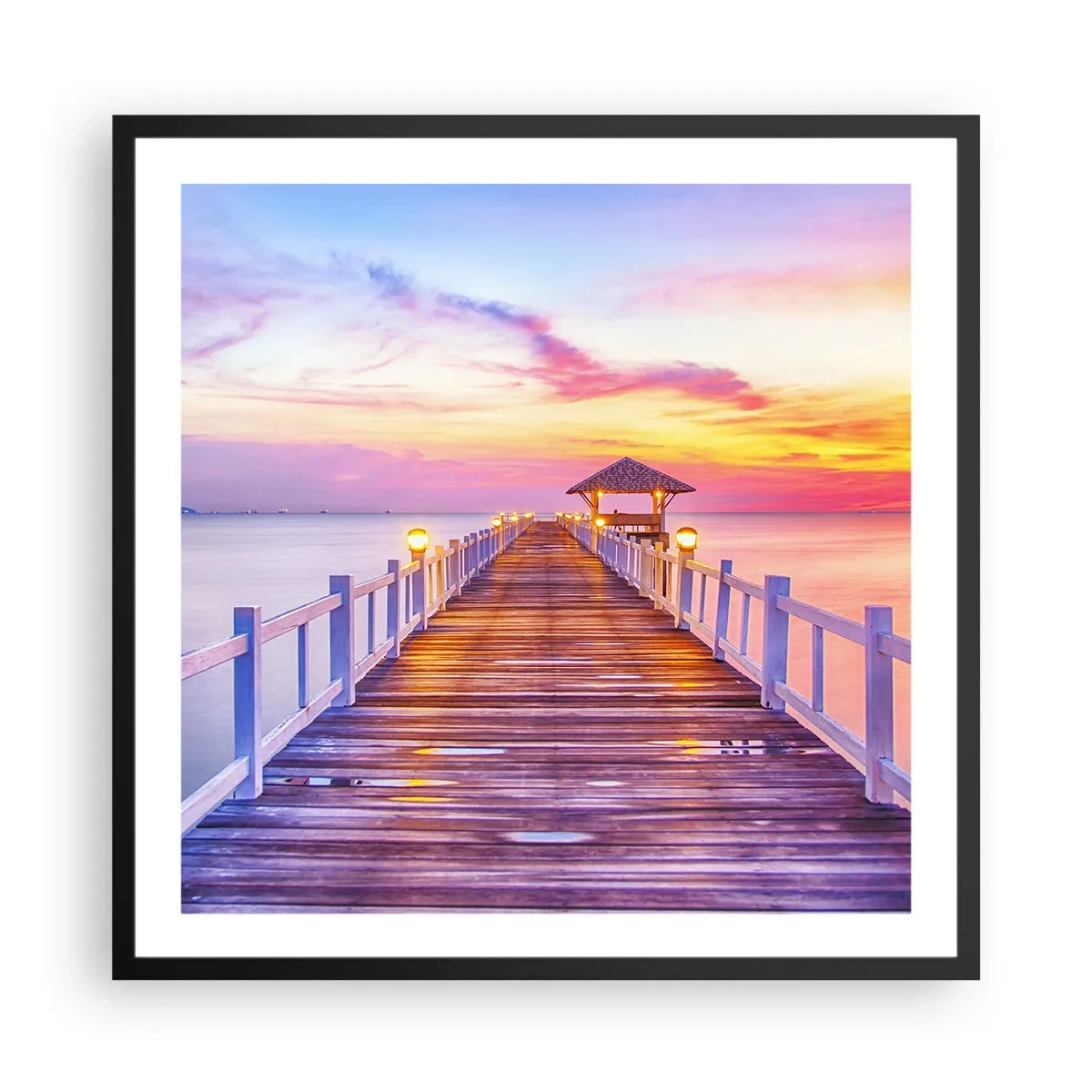 Affiche dans un cadre noir - Poster - Le silence lilas-doré du soir - 60x60 cm