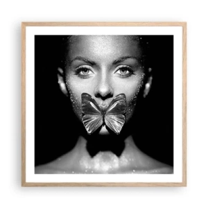 Affiche dans un chêne clair - Poster - Baiser papillon - 60x60 cm