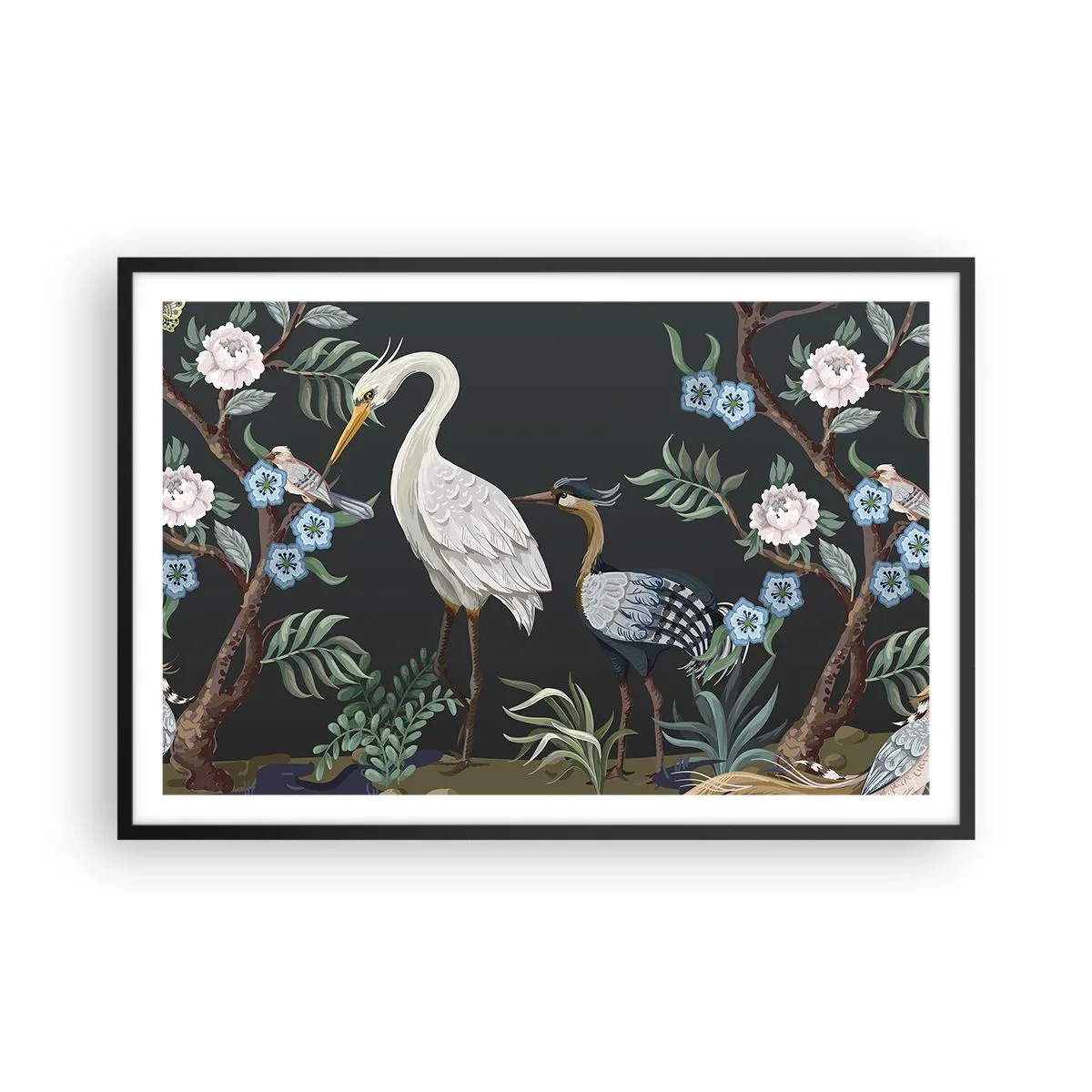 Affiche dans un cadre noir - Poster - Parade d'oiseaux - 91x61 cm