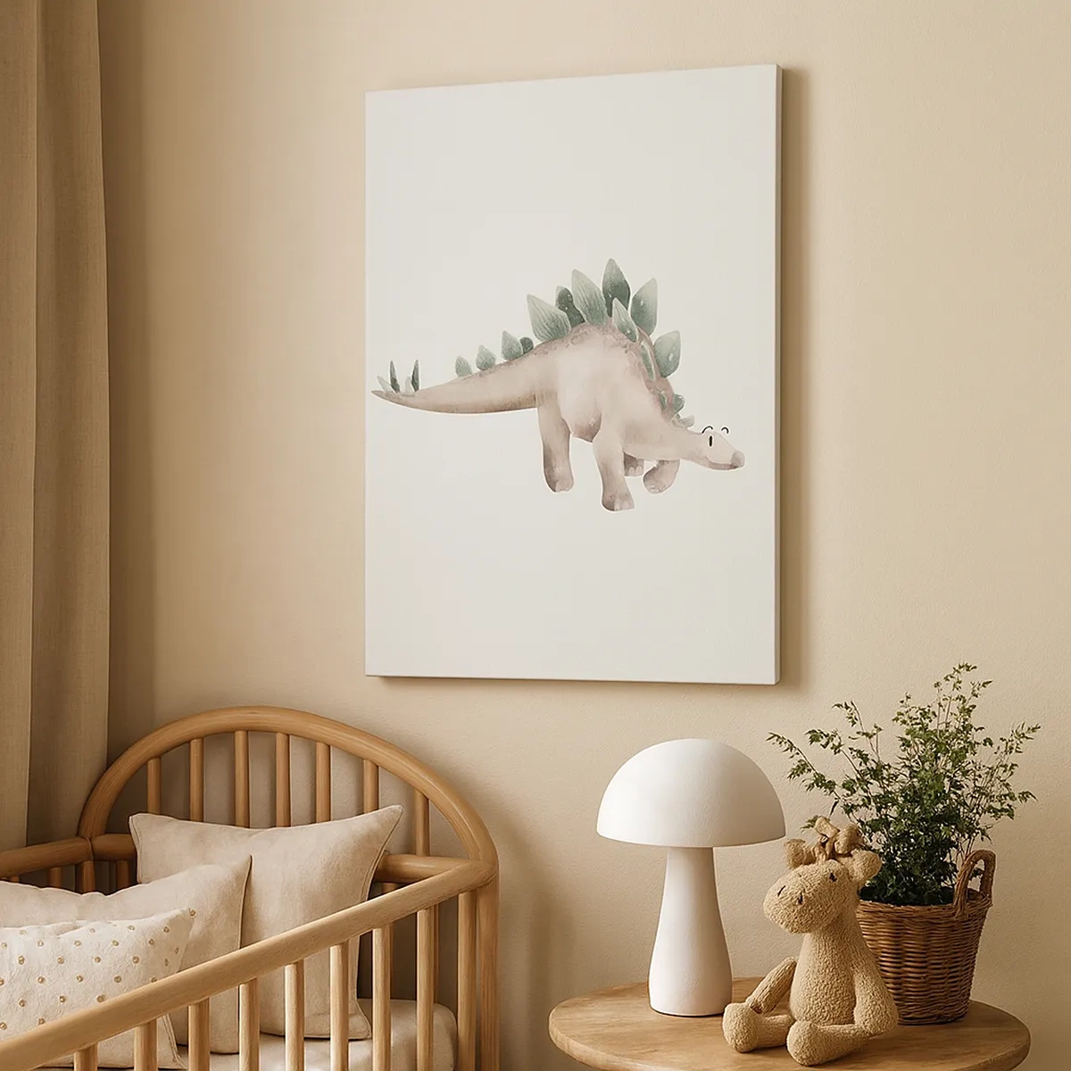 Impression sur toile - Image sur toile - Un dinosaure mignon aux couleurs pastel - 50x70cm - Votre ami - Décoration murale moderne pour le salon et la chambre ARTTOR