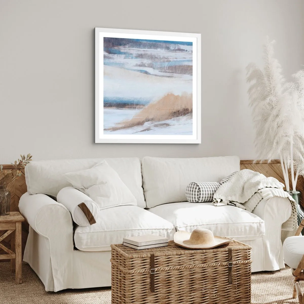 Affiche dans un cadre blanc - Poster - Composition hivernale - 40x40 cm