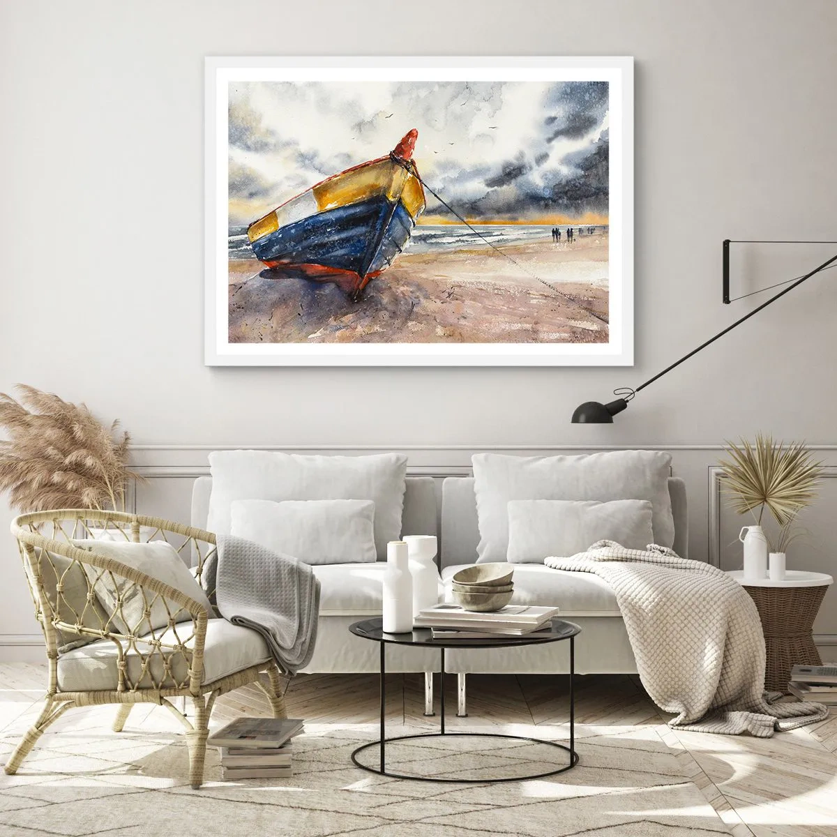 Affiche dans un cadre blanc - Poster - Repos sur le rivage - 50x40 cm