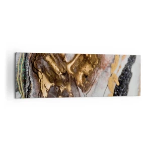 Impression sur toile - Image sur toile - Composition abstraite avec des éléments d'or et de cristaux - 160x50cm - Élément de la terre - Décoration murale moderne pour le salon et la chambre ARTTOR
