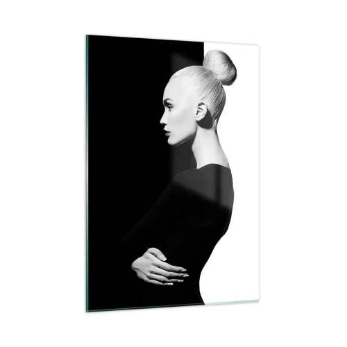 Impression sur verre - Image sur verre - Portrait noir et blanc d'une femme portant un chignon élégant - 50x70cm - Tout simplement une femme - Décoration murale moderne pour le salon et la chambre ARTTOR