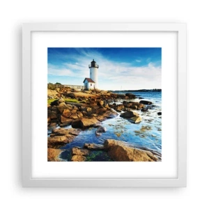 Affiche dans un cadre blanc - Poster - Revenez heureux, j'attends - 30x30 cm