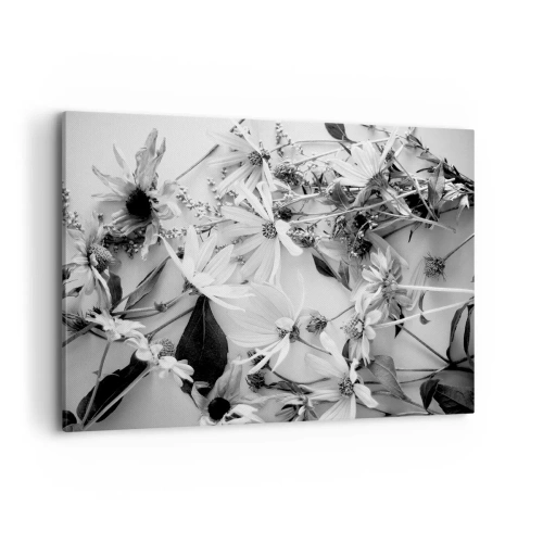 Impression sur toile - Image sur toile - Compositions florales en noir et blanc dans un style artistique subtil - 100x70cm - Non-un bouquet de fleurs - Décoration murale moderne pour le salon et la chambre ARTTOR