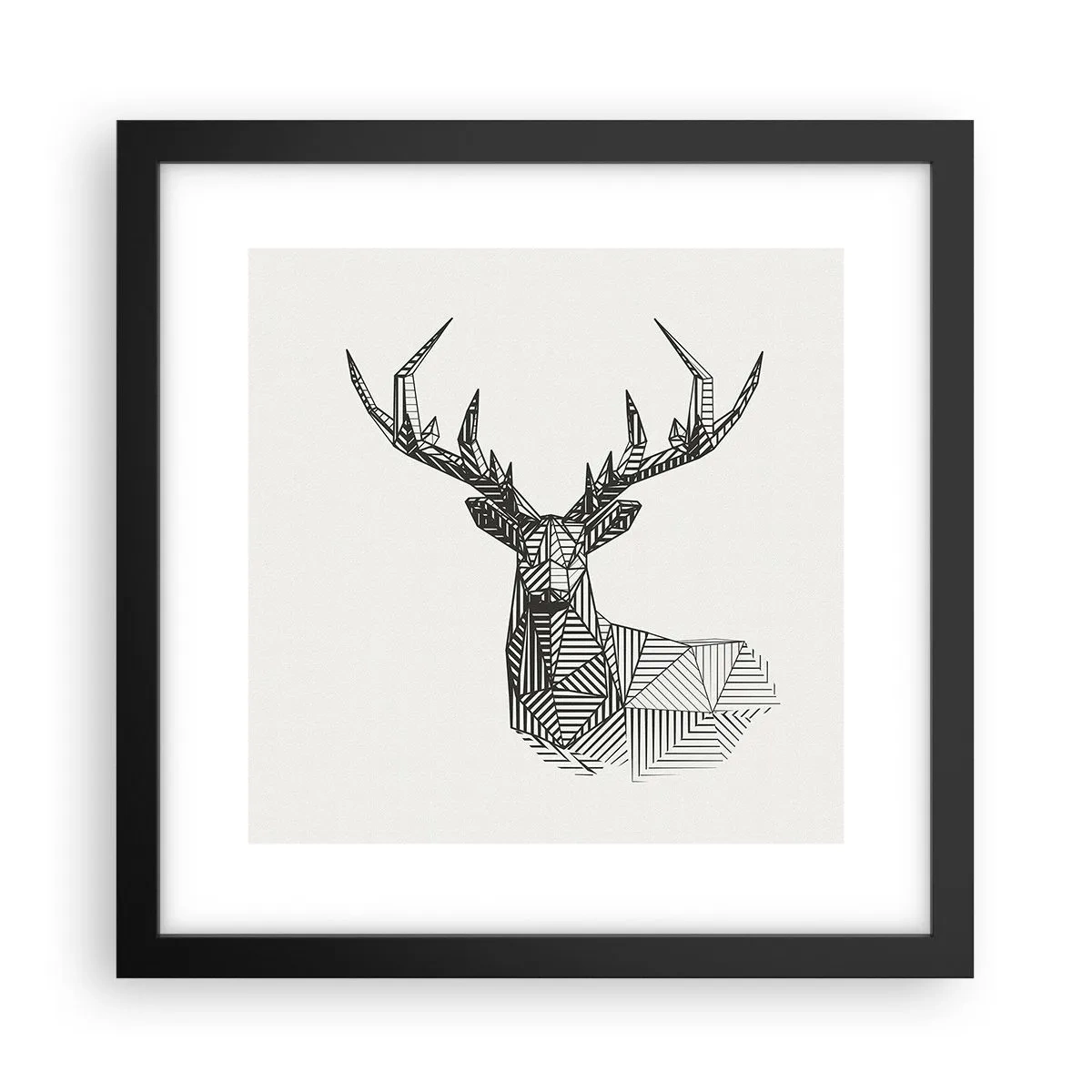 Affiche dans un cadre noir - Poster - Cerf dans un style cubique - 30x30 cm