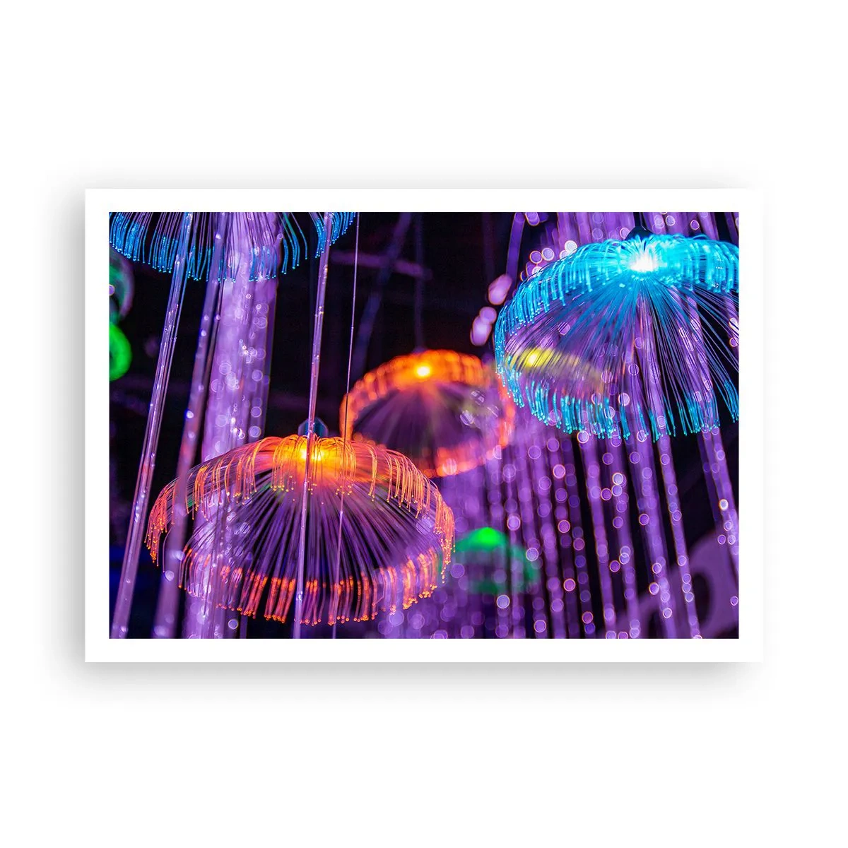 Affiche - Poster - Méduses lumineuses colorées dans un environnement sombre - 100x70cm - Fontaine lumineuse - Décoration murale moderne pour le salon et la chambre ARTTOR