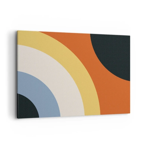 Impression sur toile - Image sur toile - Œuvre d'art abstraite avec des arcs colorés et des cercles contrastés - 100x70cm - Vers son soi - Décoration murale moderne pour le salon et la chambre ARTTOR