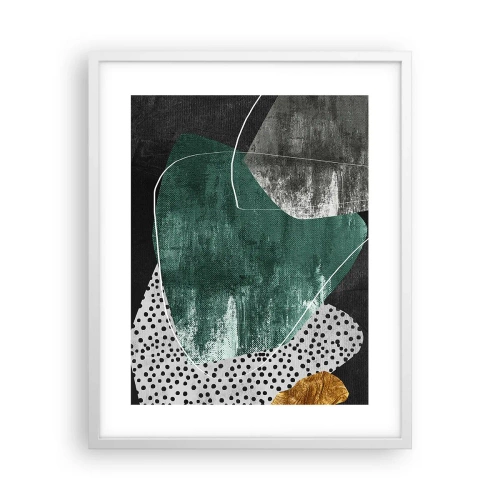 Affiche dans un cadre blanc - Poster - Abstraction colorée avec feuille d'or - 40x50 cm