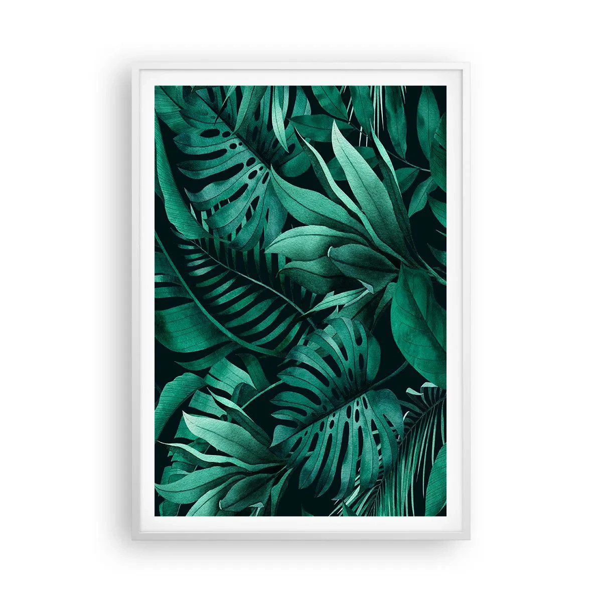 Affiche dans un cadre blanc - Poster - Profondeur du vert tropical - 70x100 cm