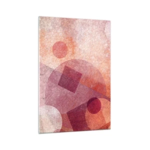 Impression sur verre - Image sur verre - Formes géométriques abstraites dans des tons pastel de rose - 70x100cm - Transformations géométriques en rose - Décoration murale moderne pour le salon et la chambre ARTTOR