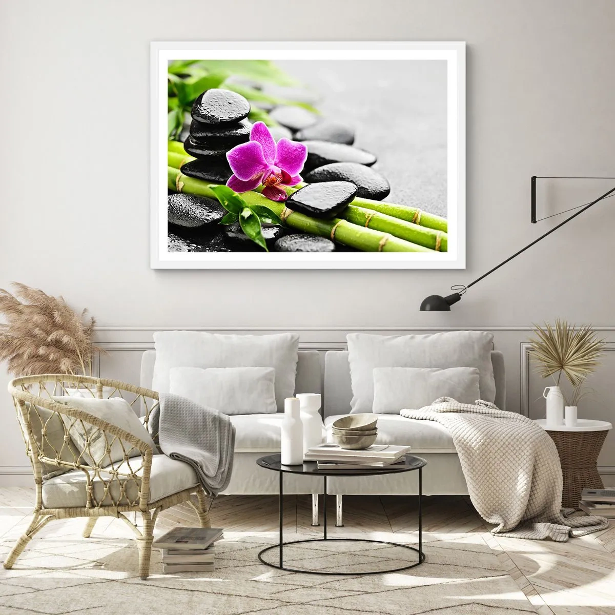 Affiche dans un cadre blanc - Poster - Dans un équilibre de calme - 40x30 cm