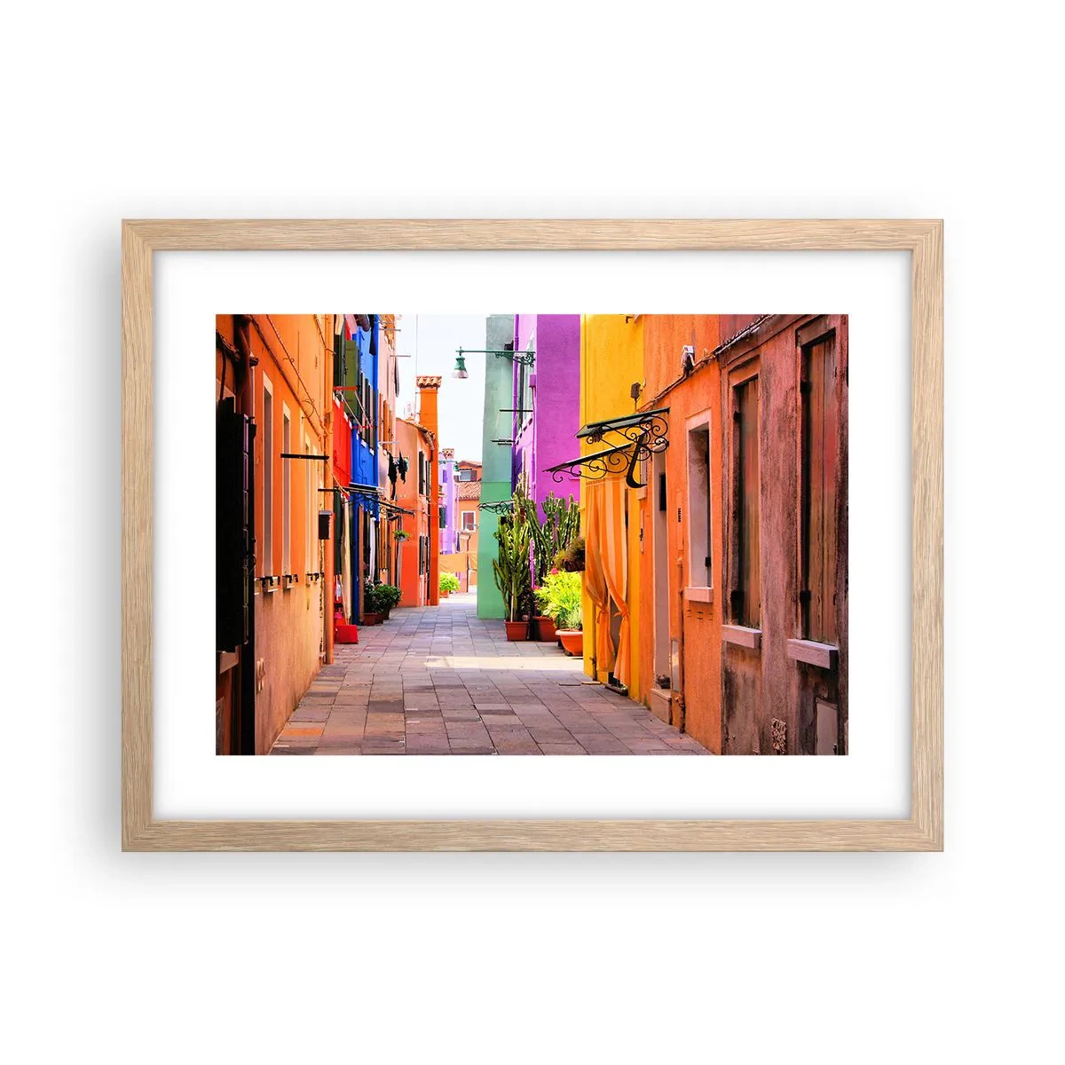 Affiche dans un chêne clair - Poster - Allée arc-en-ciel - 40x30 cm