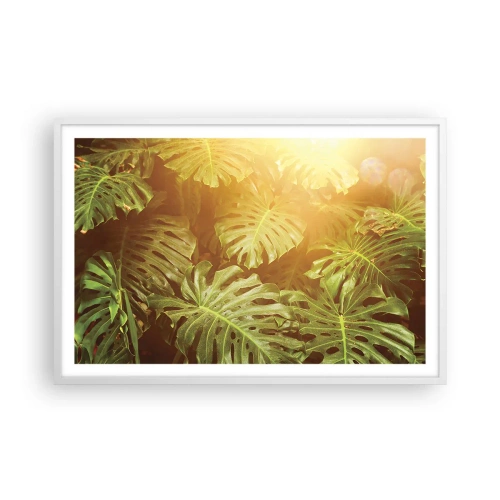 Affiche dans un cadre blanc - Poster - Se fondre dans la verdure - 91x61 cm