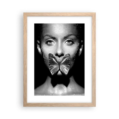 Affiche dans un chêne clair - Poster - Baiser papillon - 30x40 cm