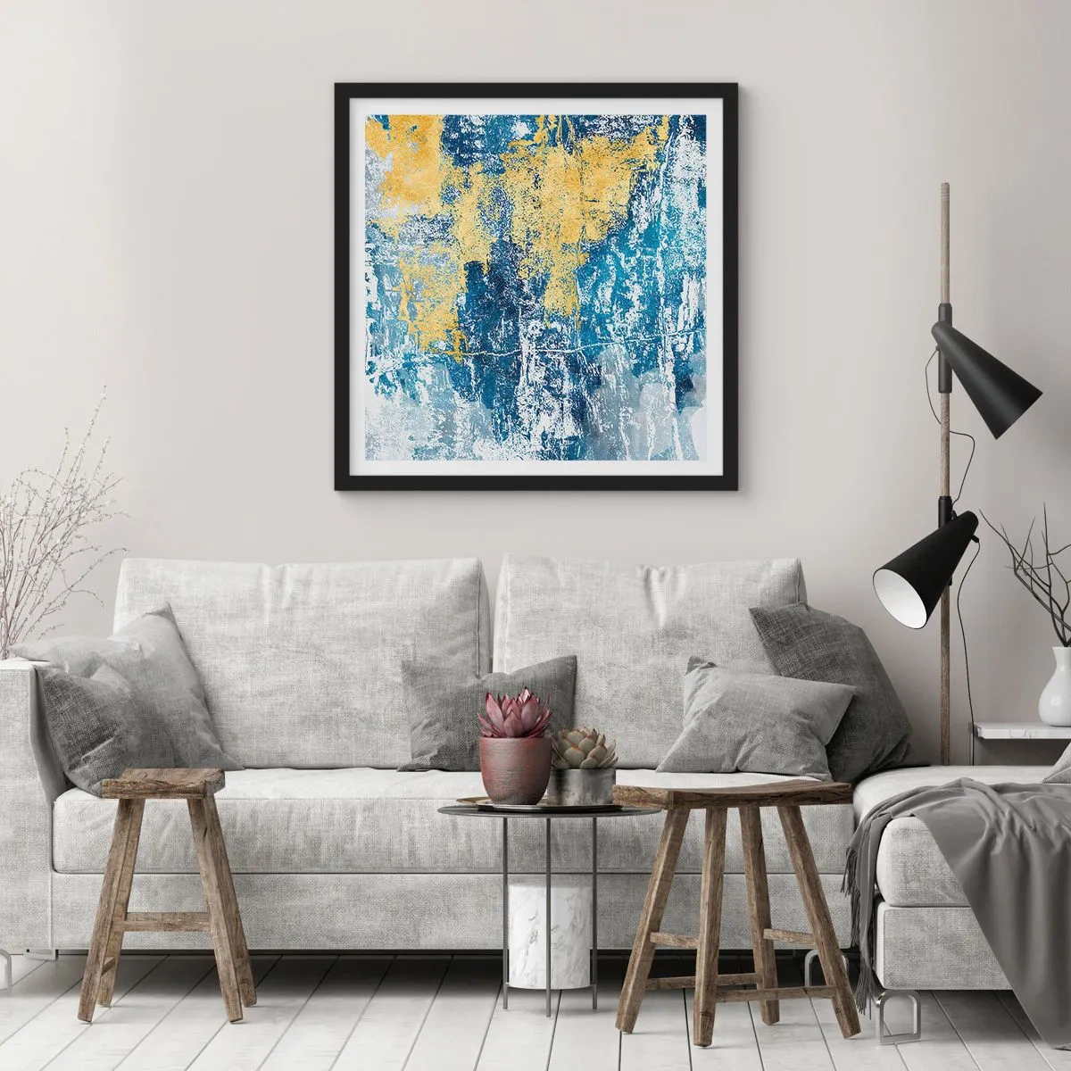 Affiche dans un cadre noir - Poster - Abstraction du temps - 40x40 cm