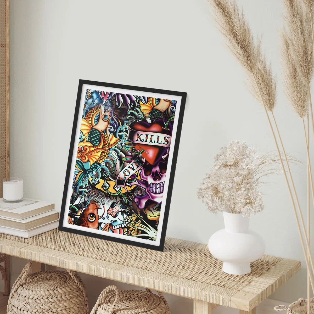 Affiche dans un cadre noir - Poster - Le rêve du tatoueur - 40x50 cm