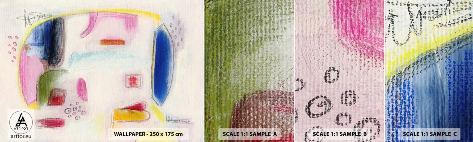 Échantillon de Papier Peint Autocollant Deluxe Sticker - Plus convexe que concave ou plat - Abstraction, Morceau, Éléphant - 100x30 cm