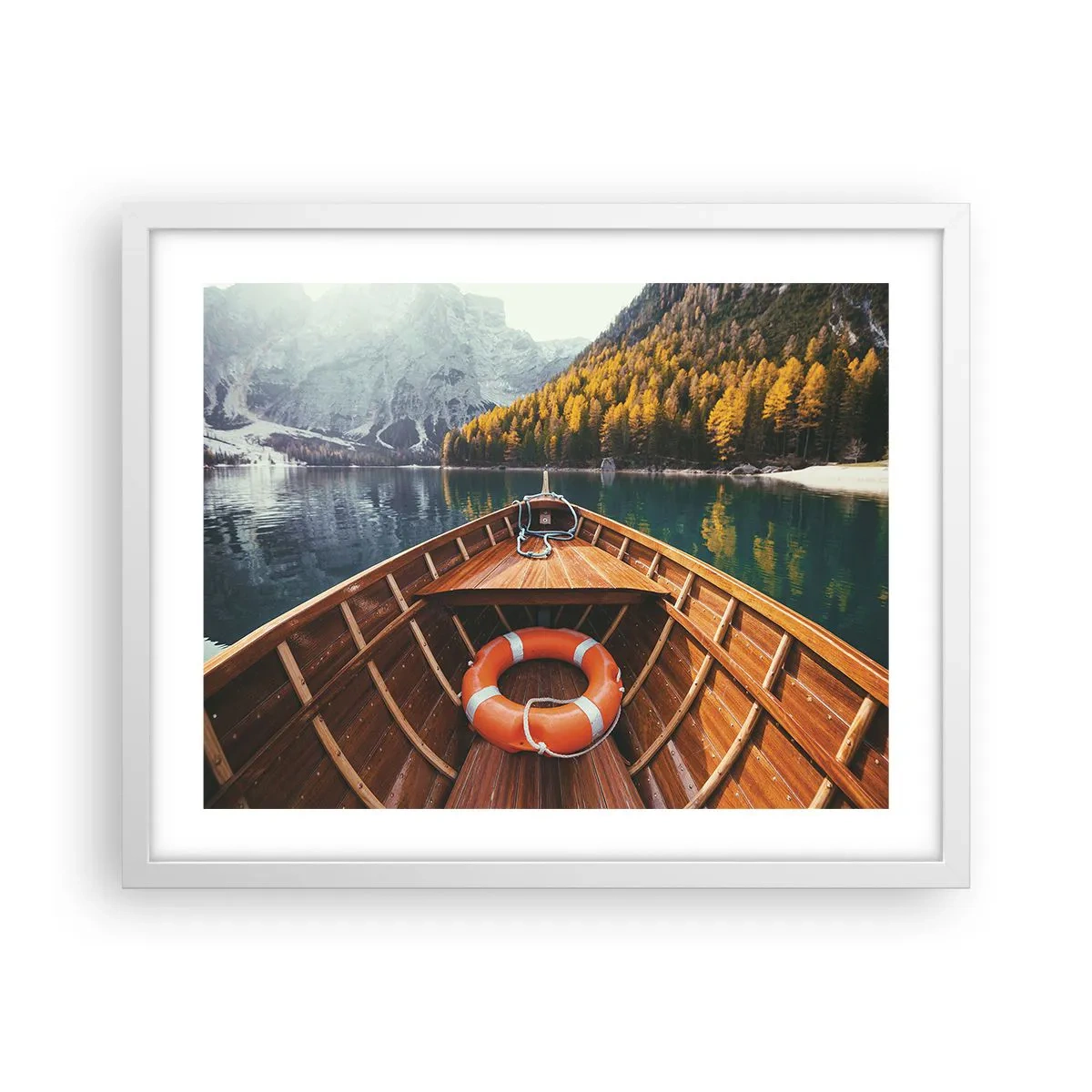 Affiche dans un cadre blanc - Poster - Escapade en montagne - 50x40 cm