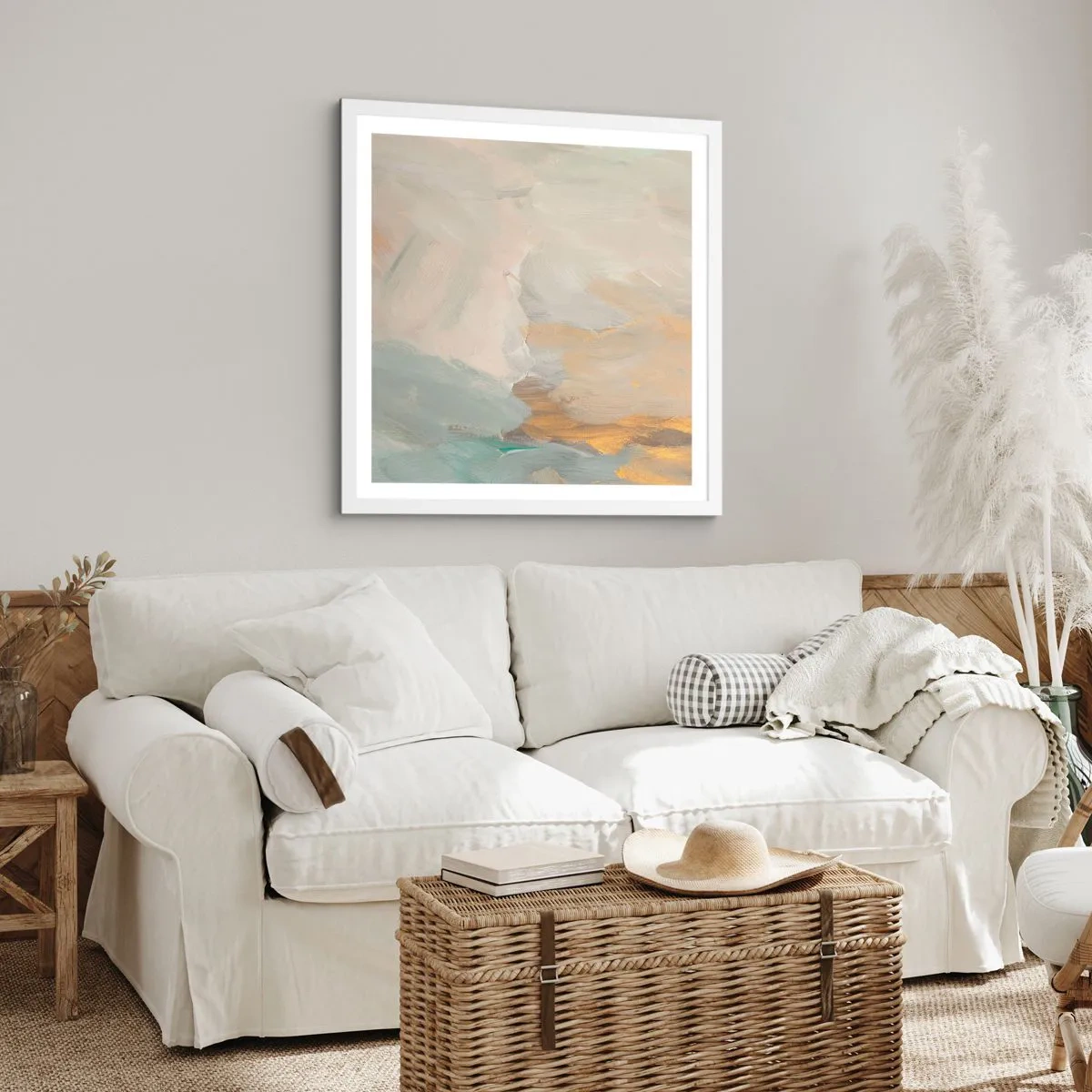 Affiche dans un cadre blanc - Poster - Abstraction – le pays de la douceur - 60x60 cm