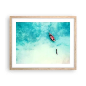 Affiche dans un chêne clair - Poster - Car sur les plages de Zanzibar, quand il y a un débordement d'eau... - 50x40 cm