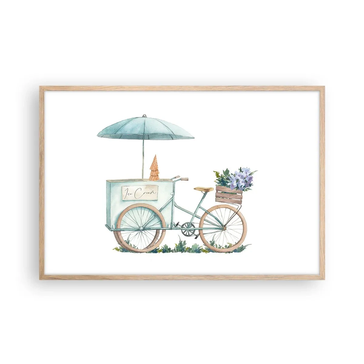 Affiche dans un chêne clair - Poster - Doux souvenir d'été - 91x61 cm