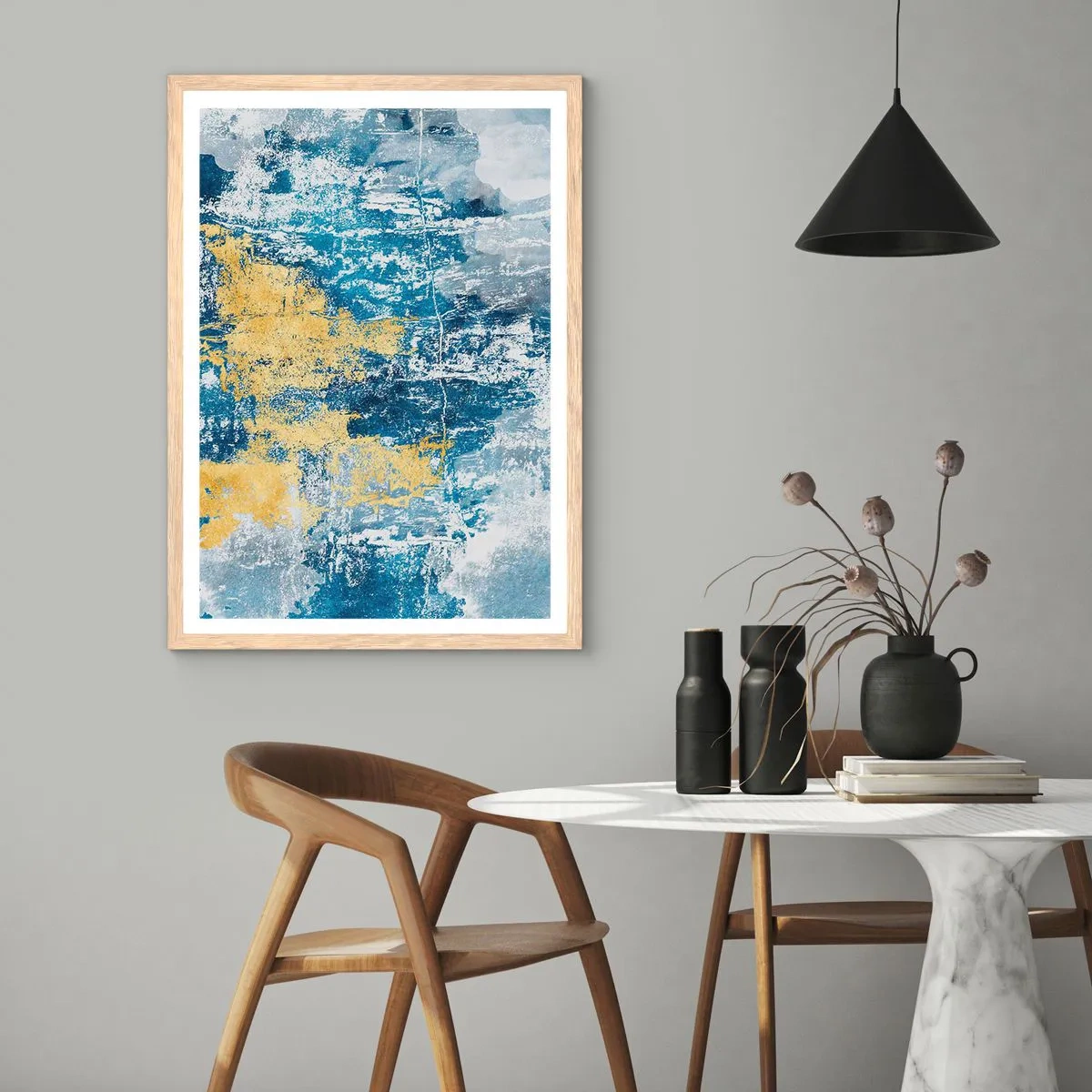 Affiche dans un chêne clair - Poster - Abstraction du temps - 70x100 cm