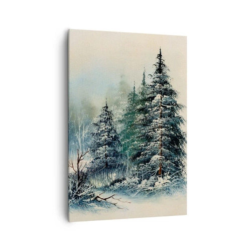 Impression sur toile - Image sur toile - Paysage d'hiver avec des arbres enneigés - 70x100cm - Prêt pour les fêtes - Décoration murale moderne pour le salon et la chambre ARTTOR