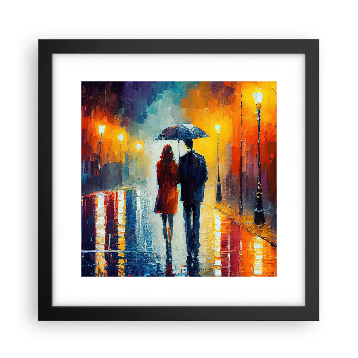 Affiche dans un cadre noir - Poster - Ensemble – une nuit colorée - 30x30 cm