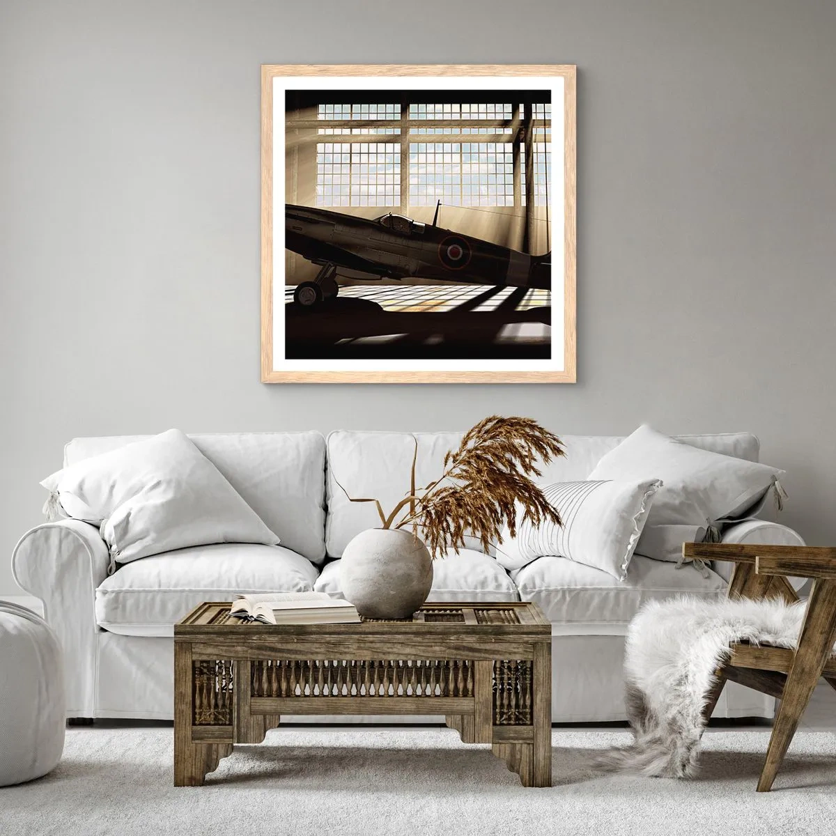 Affiche dans un chêne clair - Poster - Le repos du guerrier - 60x60 cm