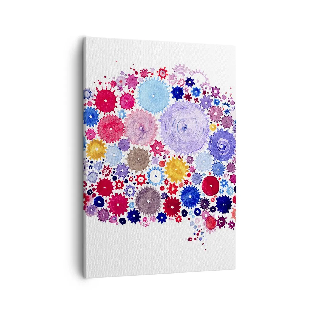 Impression sur toile - Image sur toile - Cerveau abstrait coloré avec un motif floral - 50x70cm - La machine la plus parfaite de la nature - Décoration murale moderne pour le salon et la chambre ARTTOR
