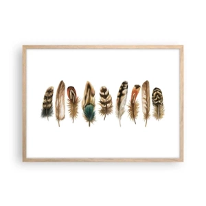 Affiche dans un chêne clair - Poster - Variation à plumes - 70x50 cm