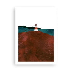 Affiche - Poster - Un paysage minimaliste avec un phare sur une colline - 50x70cm - En regardant la mer - Décoration murale moderne pour le salon et la chambre ARTTOR