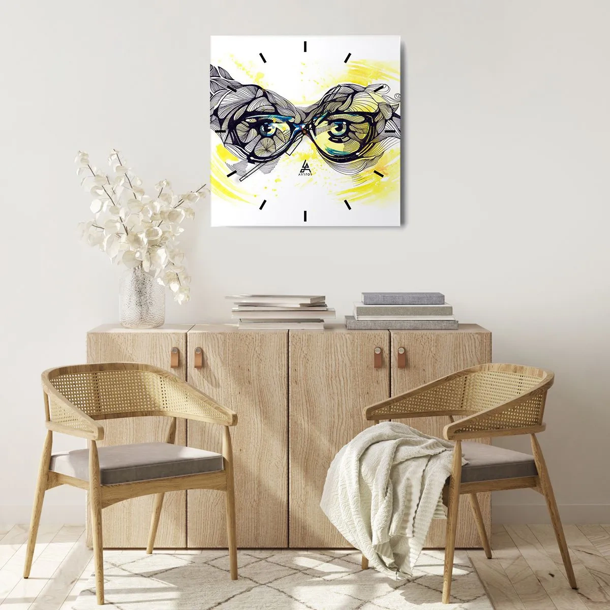 Horloge murale - Pendule murale - À travers des lunettes bleues - 30x30 cm