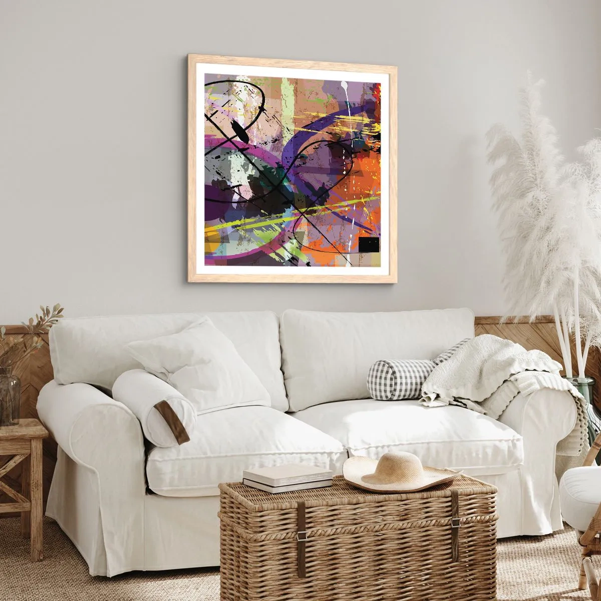 Affiche dans un chêne clair - Poster - Vous pouvez aller tout droit ou autour - 50x50 cm