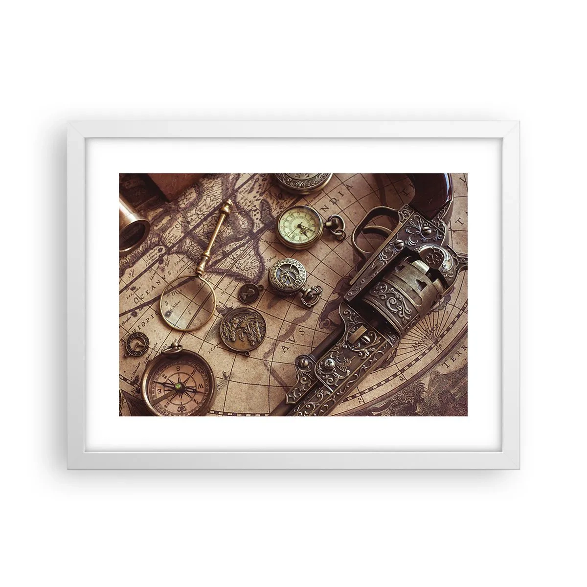 Affiche dans un cadre blanc - Poster - L'aventure appelle - 40x30 cm